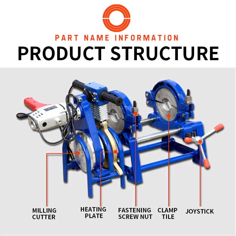220V Hand Push Type Butt Welding Machine Fusion Welding Machine Pipe Hot Melt Machine Precision PE Butt Fusion Welder 6