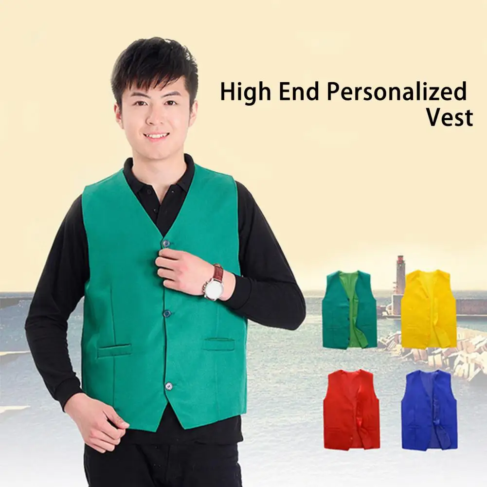 Unisex Waistcoat V neck Solid Sewn Warm Supermarket Work Uniform Work