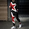 2024 Striped Print Men's 2-Piece Set Casual O-Neck Long Sleeve T-Shirt Drawstring Waist Pants Sweatsuit Men's Tracksuit Outfits 2