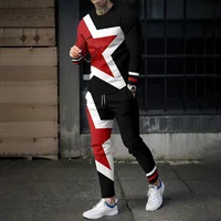 2024 Striped Print Men's 2-Piece Set Casual O-Neck Long Sleeve T-Shirt Drawstring Waist Pants Sweatsuit Men's Tracksuit Outfits 2
