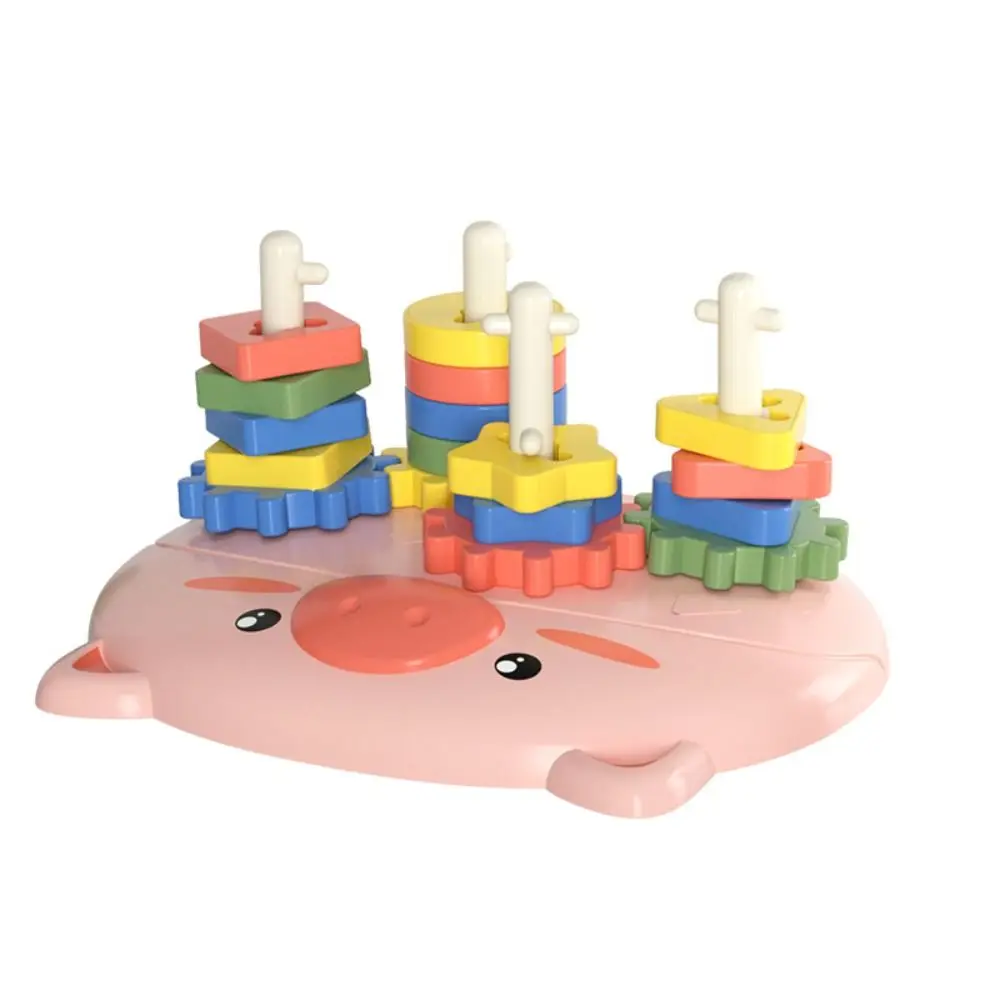 

Activity Toys Pig Gear Building Blocks Toy Geometric Early Learning Colorful Shape Cognition Toy Stack ABS Shape Sorting Board