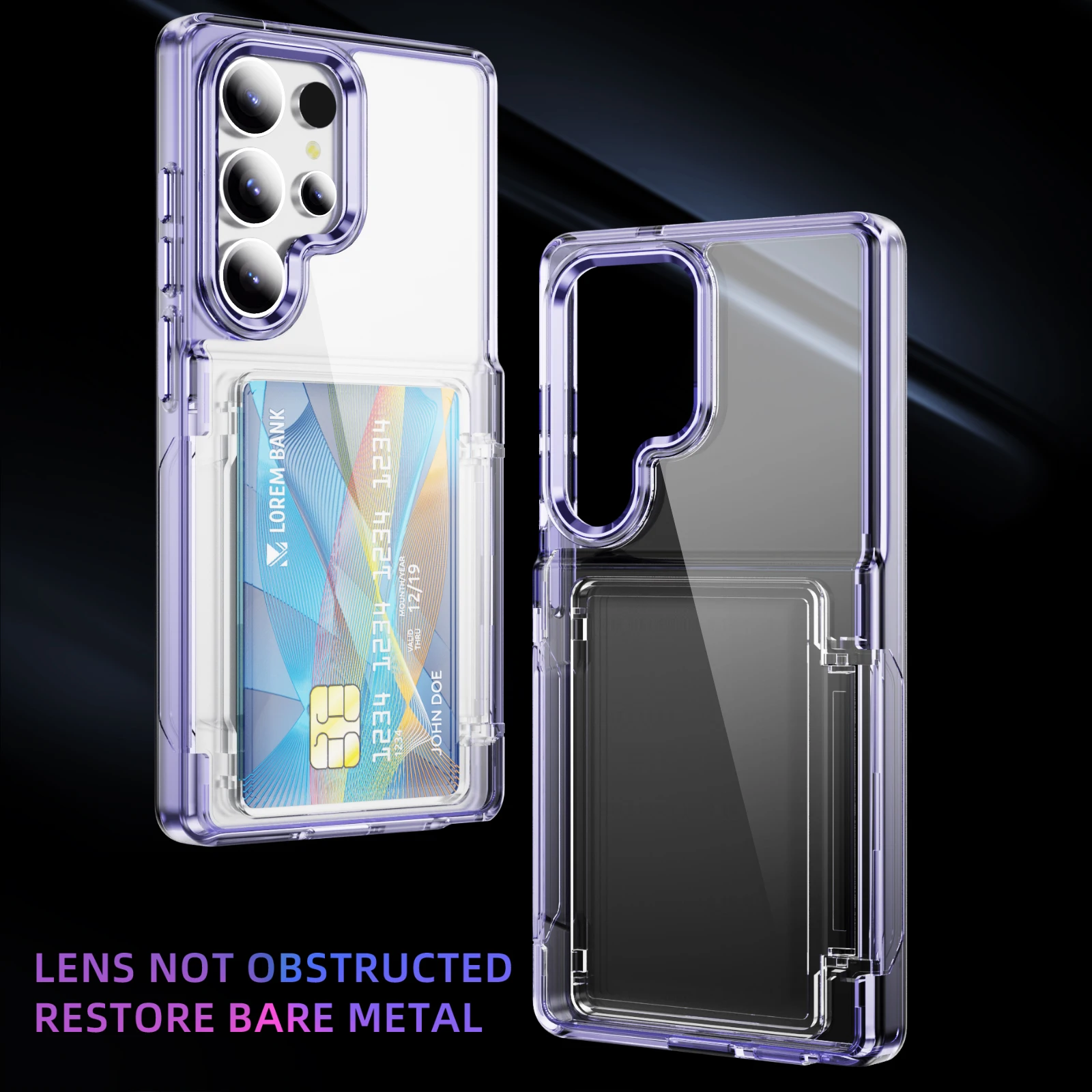 Luxury Transparent Stand Shockproof Phone Case with Card Slot Holder
