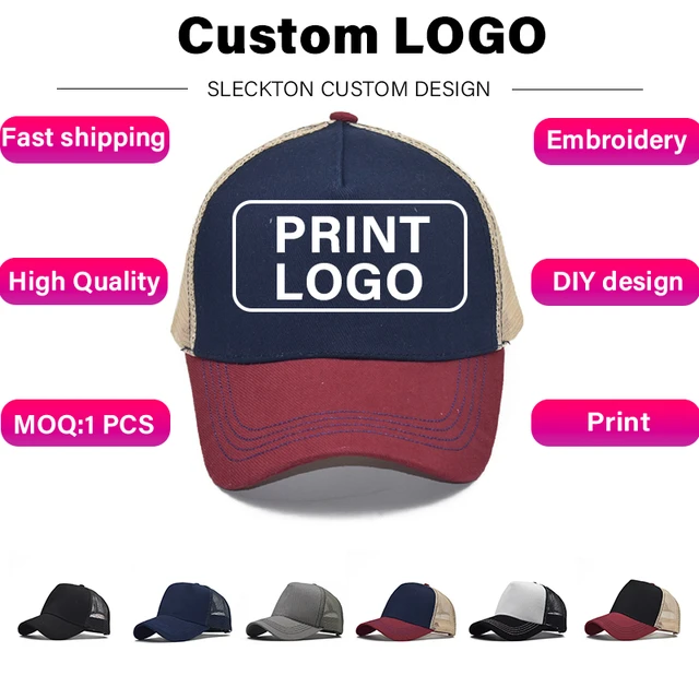 SLECKTON Custom LOGO Embroidery Mesh Cap Baseball Cap for Men and