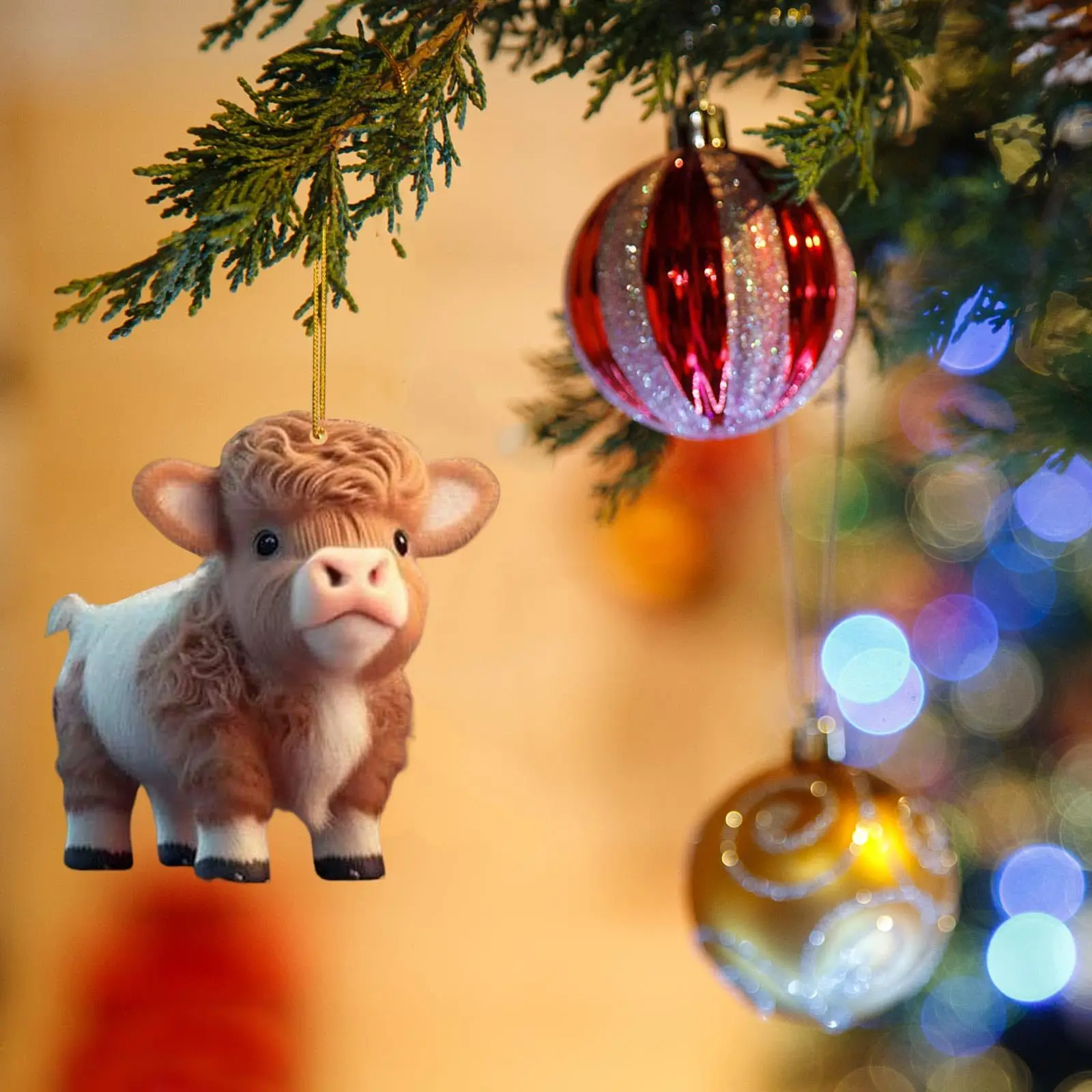 

Cute Highland Cattle Creative Pendant Christmas Tree Yak Highland Cattle Decorations Acrylic Pendant Cute Pendant Car Decoration