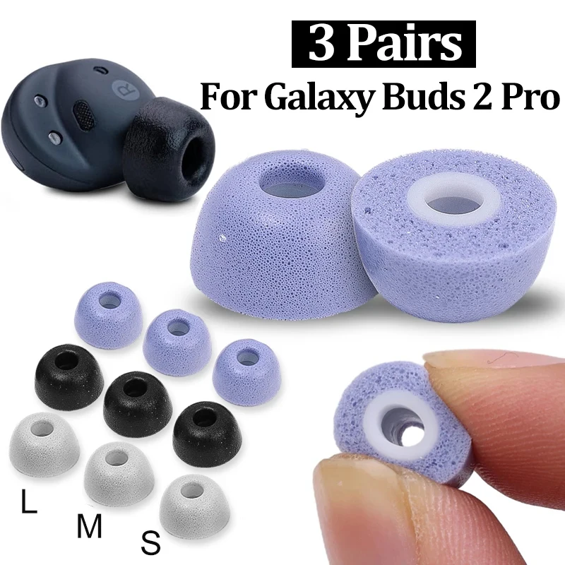 1/2/3Pairs Memory Foam Eartips For Samsung Galaxy Buds 2 Pro Anti-Slip Replacement Earbuds EarPlugs Ear Pads Caps Accessories L