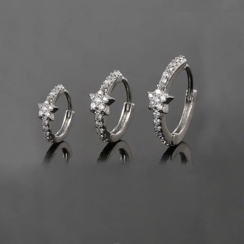 Rook Piercing Star Hoop Earring Conch Helix Tragus Lobe Ear Cartilage Piercing Jewelry Zircon INS 1PC Ear Ring for Women Gift 3