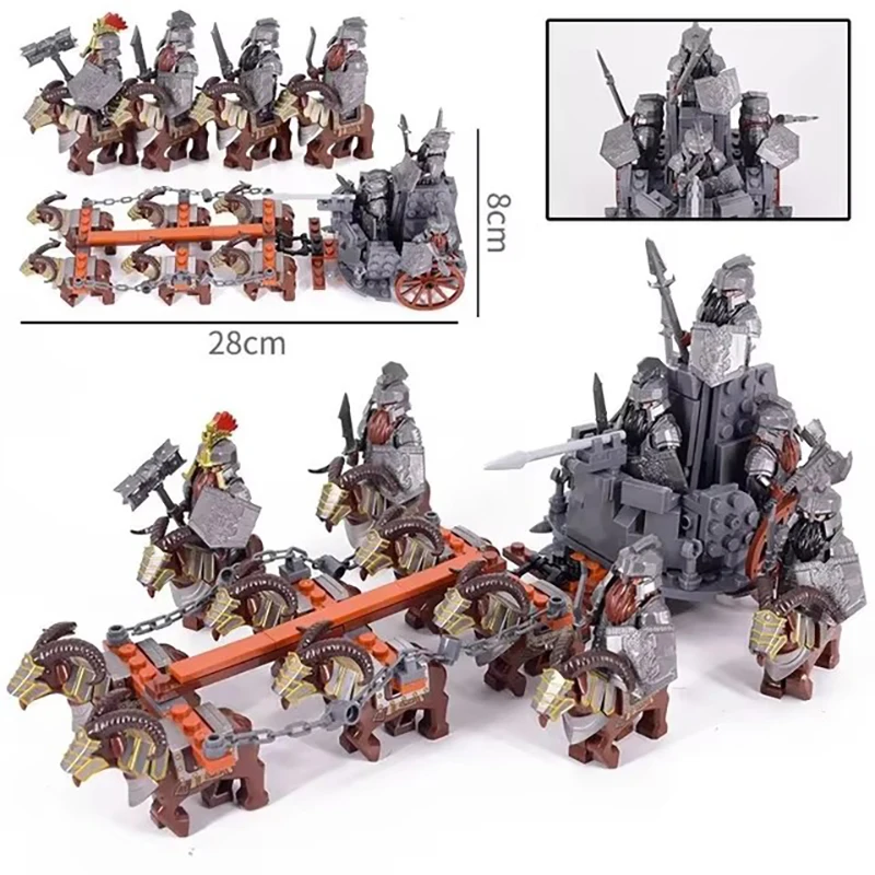 Mini Mittelalter Herr Ringe Mittelalterlichen Zwerg Wildschwein Ziege Wagen Armee Figuren Bausteine Ziegel Kinder Spielzeug Weihnachten Geschenk – Detail 3