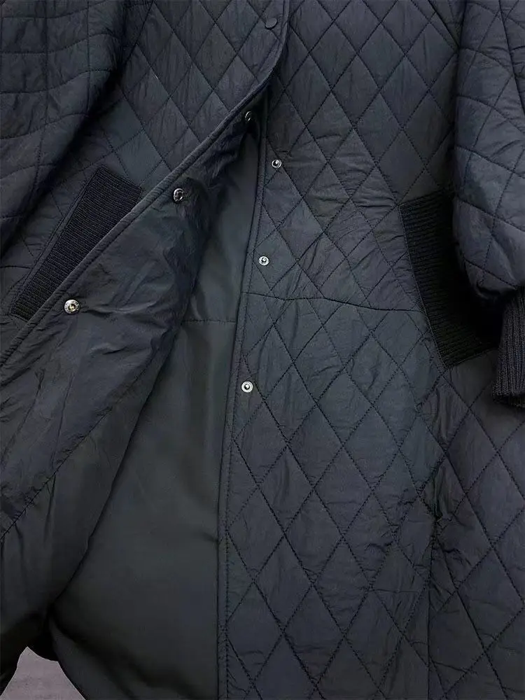 Oversize Quilted Jacket Autumn Winter Parkas Big Size Warm Long Cotton-padded Jacket Light Coat Long Sleeve Windproof Outerwear
