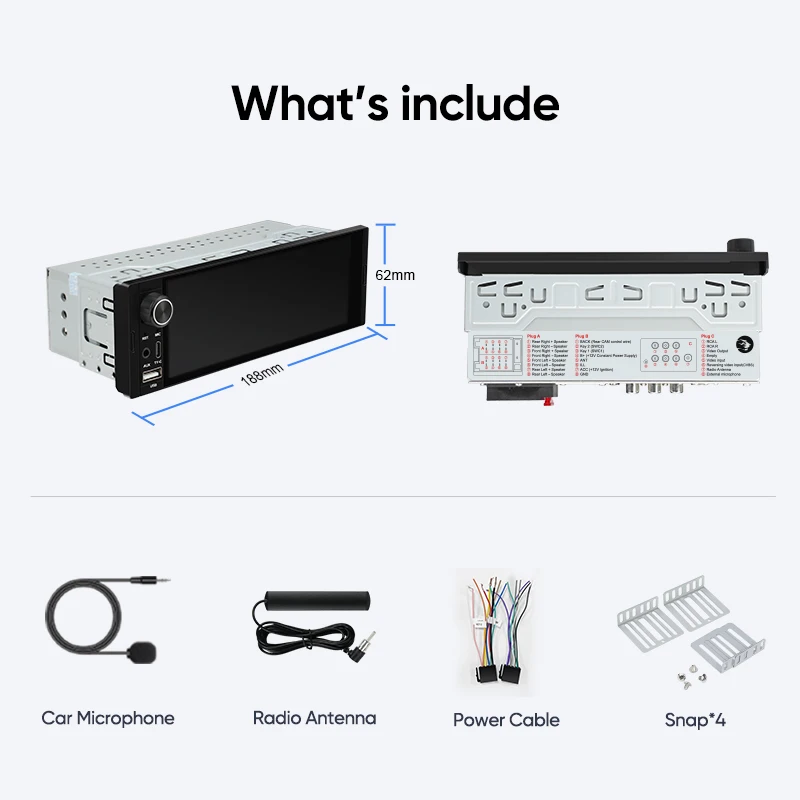 AINAVI Radio Universal para coche de 1 Din y 6,36 pulgadas, K40, Carplay inalámbrico, Android Auto HD, pantalla táctil IPS de 1280x720 con FM, BT 5,0, USB tipo C, Linux, radio multimedia para coche, estéreo 2