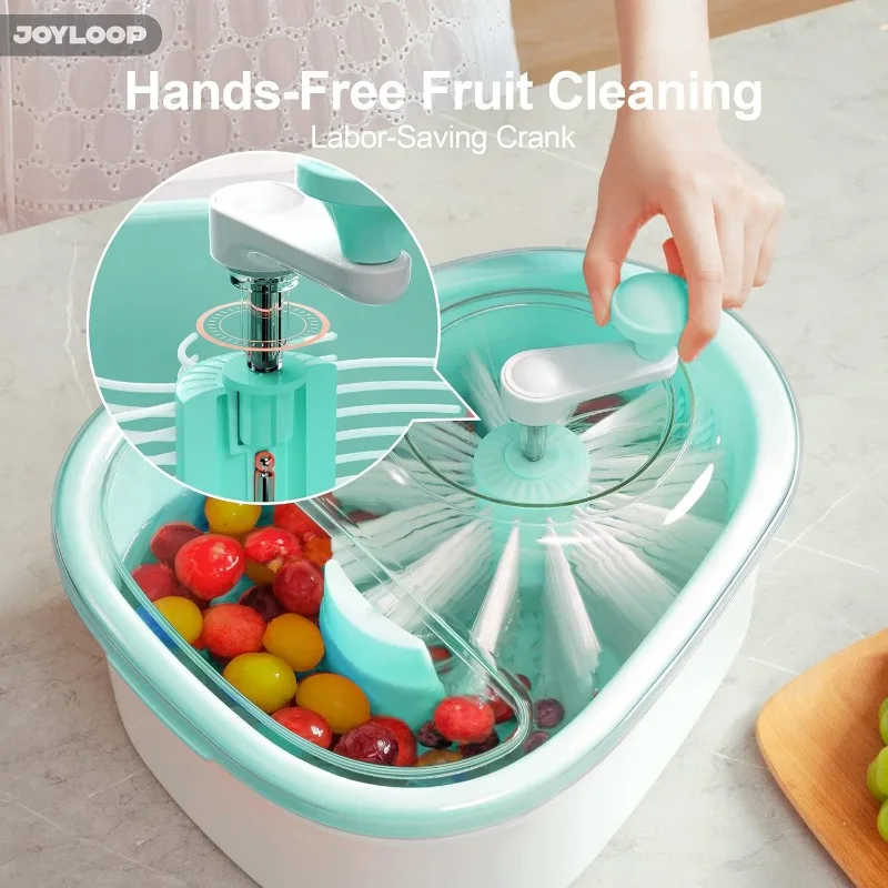 JOYMOOP Fruit Cleaner Spinner JOYLOOP, Large Fruit Washer Spinner, Fruit Cleaner Spinner with Washer Bowl, Spinner Washer 3
