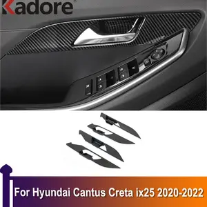 Interior For Hyundai Creta 2020 -2022 Head Lamp Window Lift Steering Wheel  Gear Shift AC Air Cover Trim Carbon Fiber Accessories - AliExpress