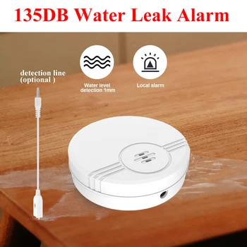 Dual detection Water Sensor 135dB Alarm Water Leak Detector Alert Monitoring of Leak and Drip Alarm for Kitchen Bathroom Basemen 1