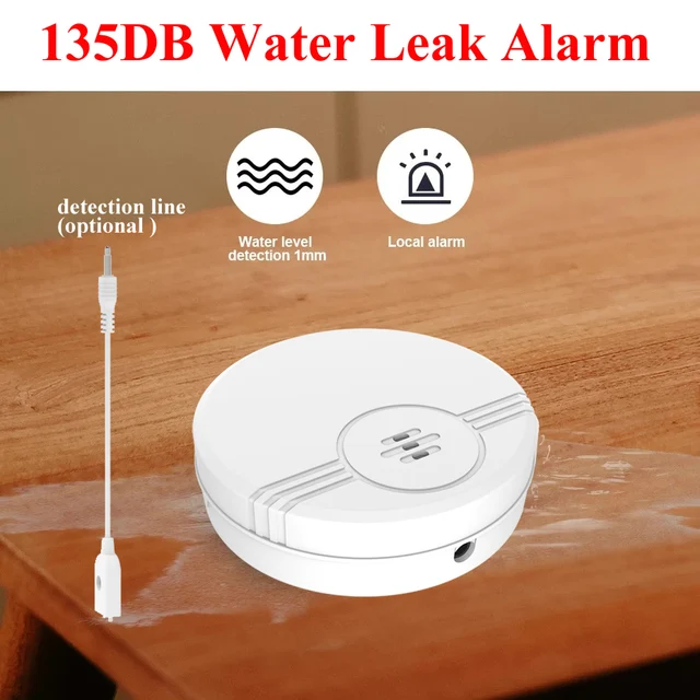 Dual detection Water Sensor 135dB Alarm Water Leak Detector Alert Monitoring of Leak and Drip Alarm for Kitchen Bathroom Basemen 1