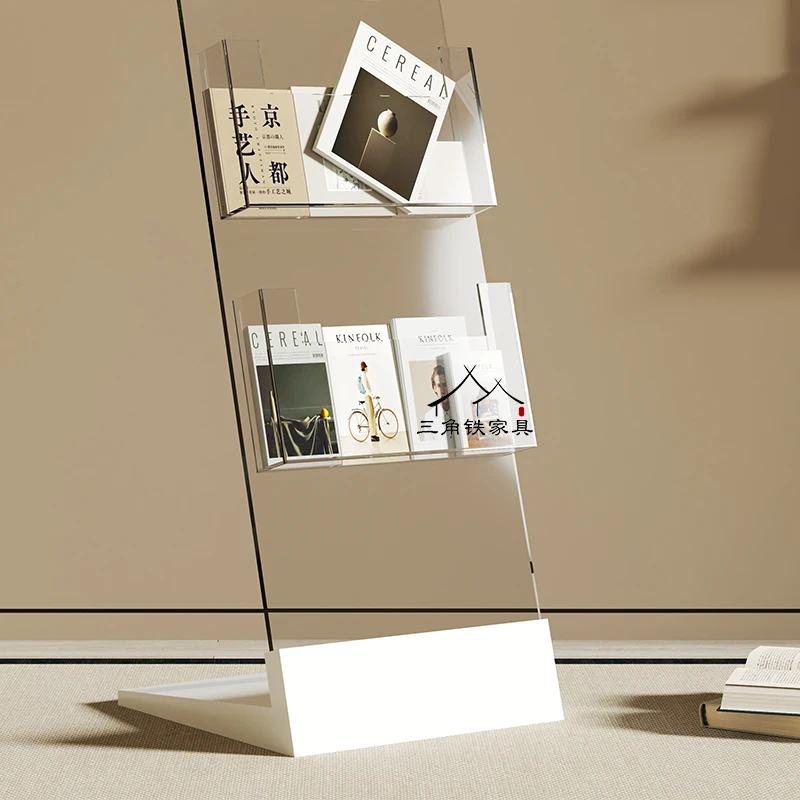 Transparent Acrylic Magazine Rack Brochure Display Floor Standing Multi-Layer Book Organizer for Home or Office Furniture FYMR