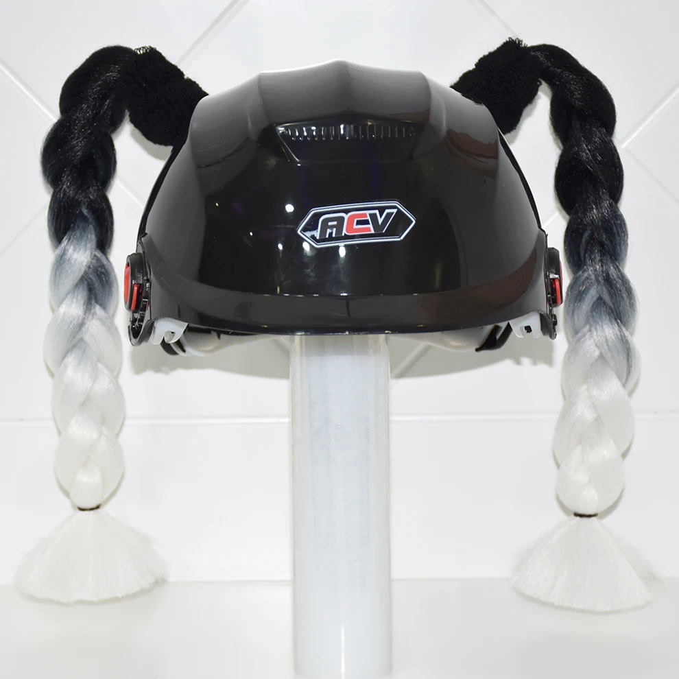 thumbnail image 1 of 2 piezas/par de pelucas con trenzas para casco de motocicleta, peluca suelta, trenza para decoración de casco de motocicleta, cola de caballo punk sucia, peluca nueva para mujer con trenzas, 1 of 5