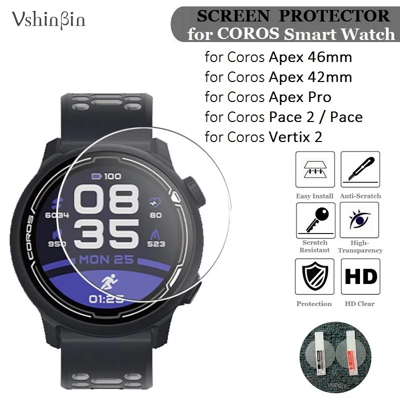 

10PCS Screen Protector for Coros Pace 2 Apex Pro 42mm 46mm Vertix 2 Smart Watch Tempered Glass Scratch-Proof Protective Film