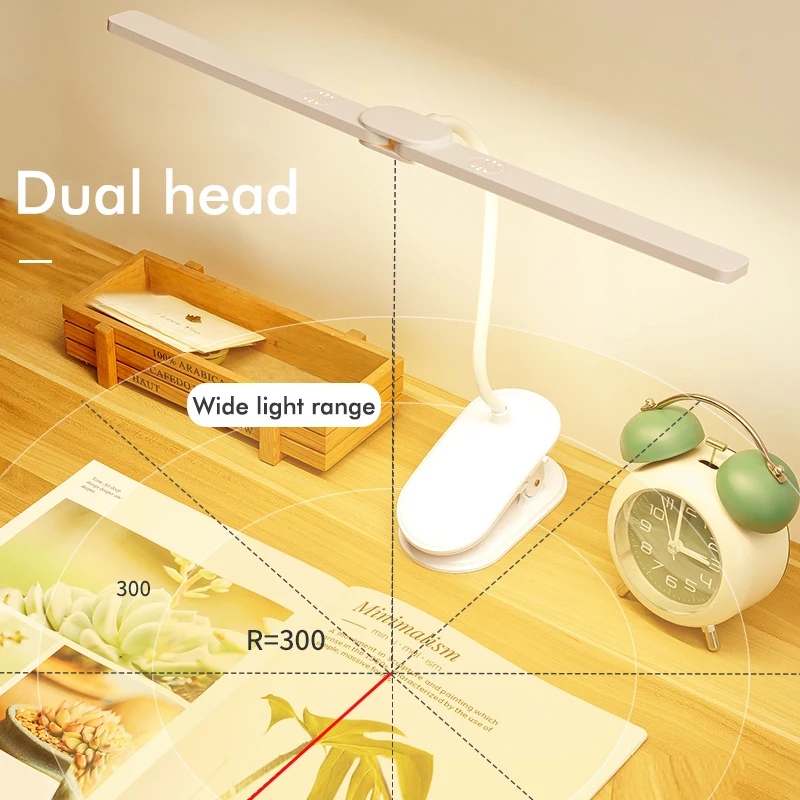 Lâmpada de Mesa Clipe na Lâmpada para Escritório e Computador Braçadeira Dupla Cabeça Flexível Gooseneck Toque Escurecimento Usb Carregamento Led 3 flexível gooseneck toque escurecimento lâmpada de mesa