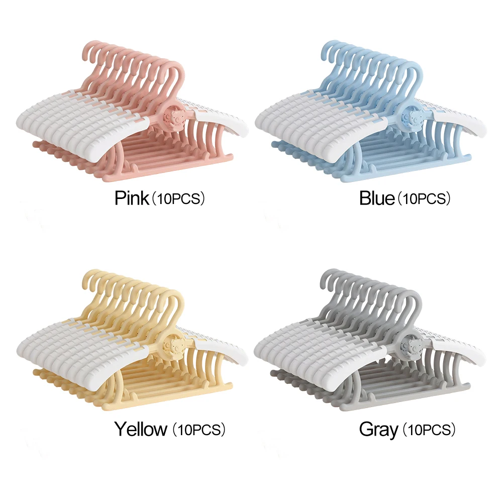 10Pcs Extendable Baby Nursery Closet Hanger Space Saving Infant Pants Hanger Children Coat Hanger for Girl Boy Toddler