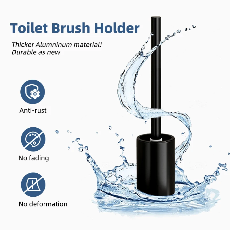 Bathroom Toilet Brush Holder Cleaning Tools Space Aluminum Wall Mounted No Drill Durable Vertical Toilet Brush black Accessories bathroom accessories toilet brush set toilet brush holder
