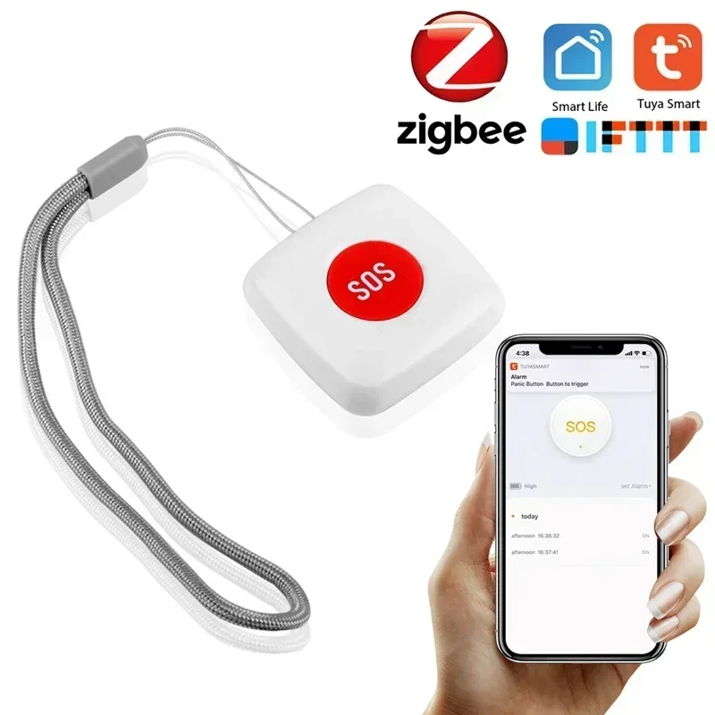 TUYA ZigBee SOS Button Smart Sensor Alarm Elderly alarm Waterproof Emergency Panic Button Tuya Smart Life App Remote Control