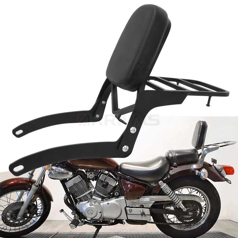 รถจักรยานยนต์สีดำพนักพิง Sissy Bar กระเป๋าเดินทาง Pad สำหรับ Yamaha
