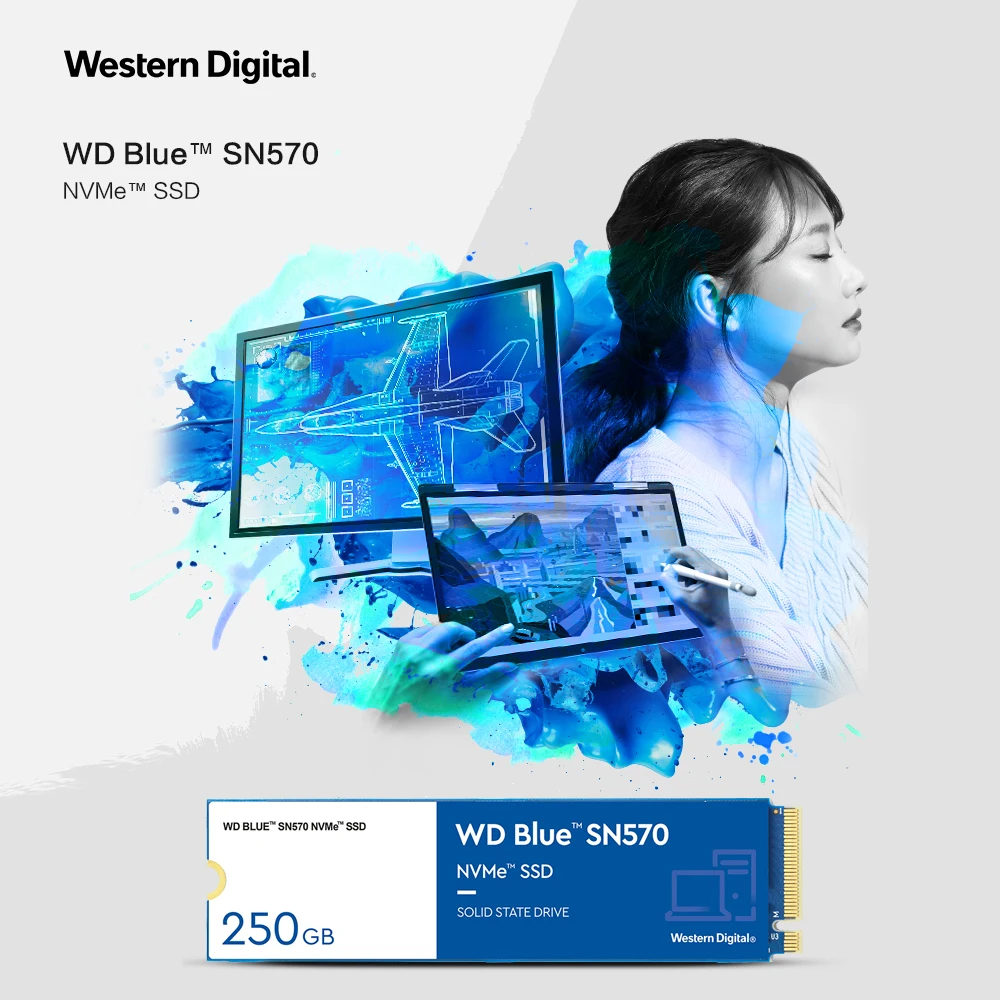 Original WD Blue SN570 1TB SSD NVMe Solid State Drive M.2 2280 Interface Large Capacity High-speed Transmission Slim Compact |