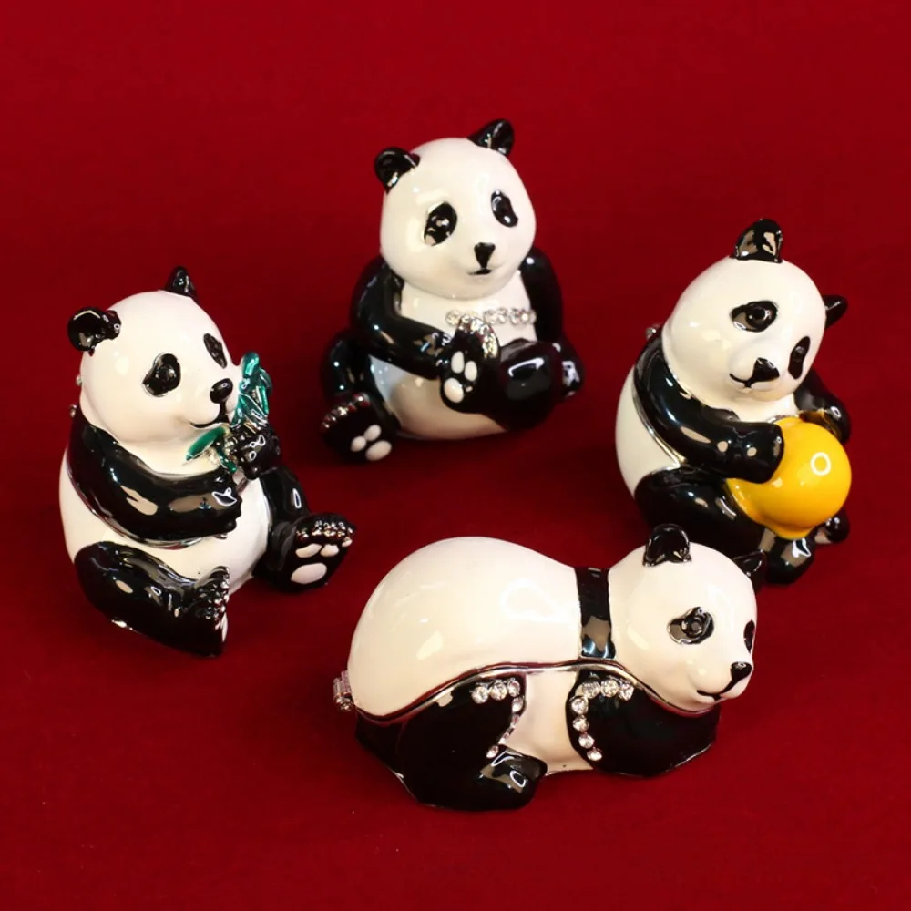 

Metal Enamel Color Hand-painted Handicrafts Giant Panda Ornaments Souvenirs Decorative Gifts