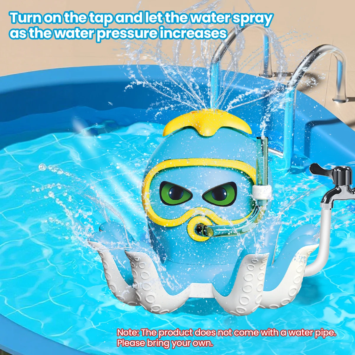 outdoor Water Toy Baby Bath Toys Cartoon Squid windmill Sprinkler Rotating Spray Garden Yard  Fun Games Toys for Kids boys girls — view 2