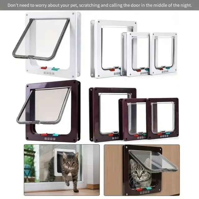 Cat Dog Door Flap Extra with 4 Way Locking Security Flap Door Weatherproof Pet Door Kit for Dog Cat Kitten Puppy Safety 4