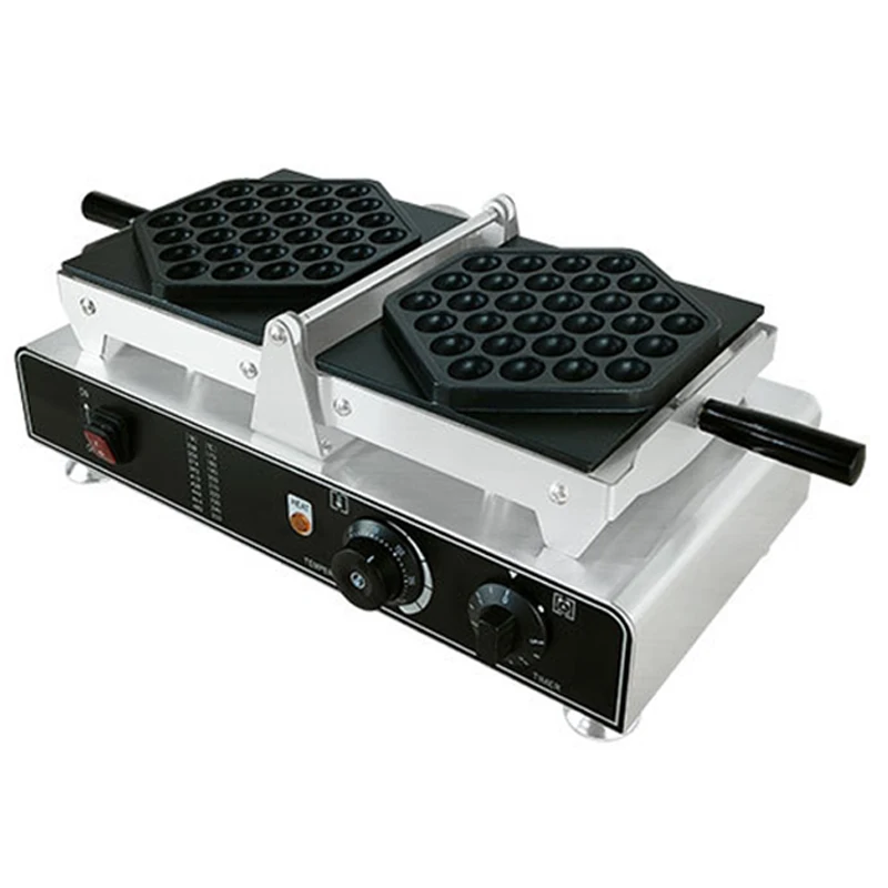 1500W Waffle Maker Commercial HongKong Bubble Egg Puff Cake Baker Machine Reversible Double Baking Pans Snacks Food Stall