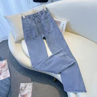 Plus Size Spring Autumn Women's Jeans Pants Hip 114-160 High Waist Casual Loose Flare Jeans Black Blue 5XL 6XL 7XL 8XL 9XL - Image 4