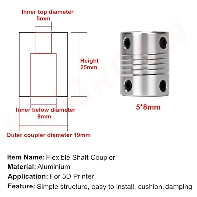Flexible Aluminum Coupling (5mm To 5mm) Price