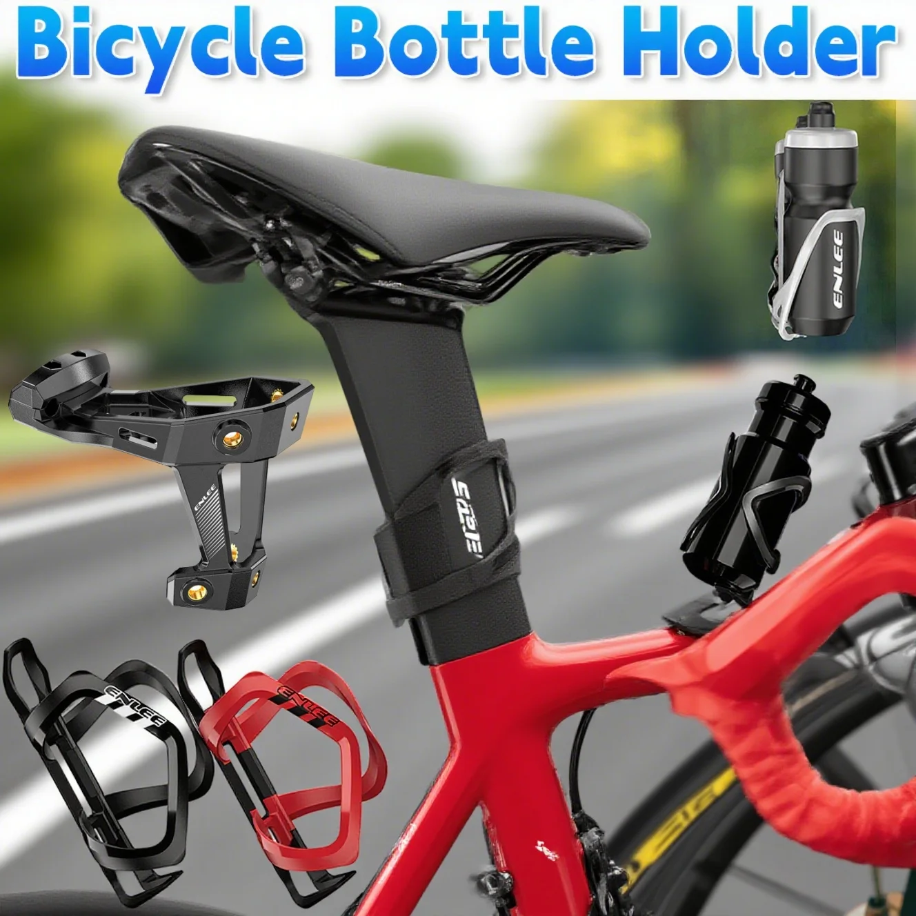 Black PC Lightweight Bicycle Water Bottle Holder Adapter
