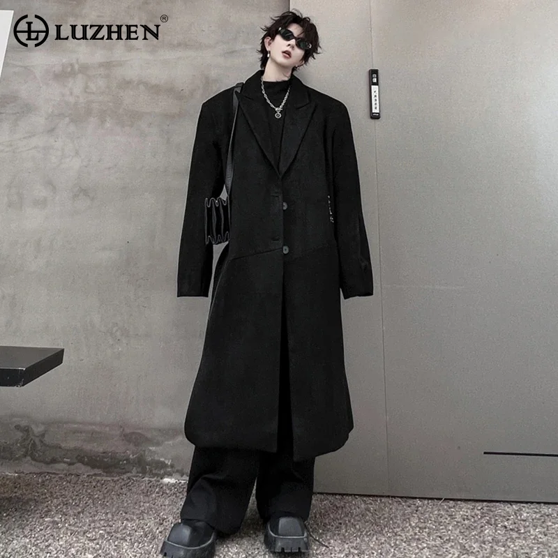 

LUZHEN 2024 Stylish Loose Long Trench Coat Men's High Quality Solid Color Handsome Trendy Elegant Windbreaker Outerwear 41e528