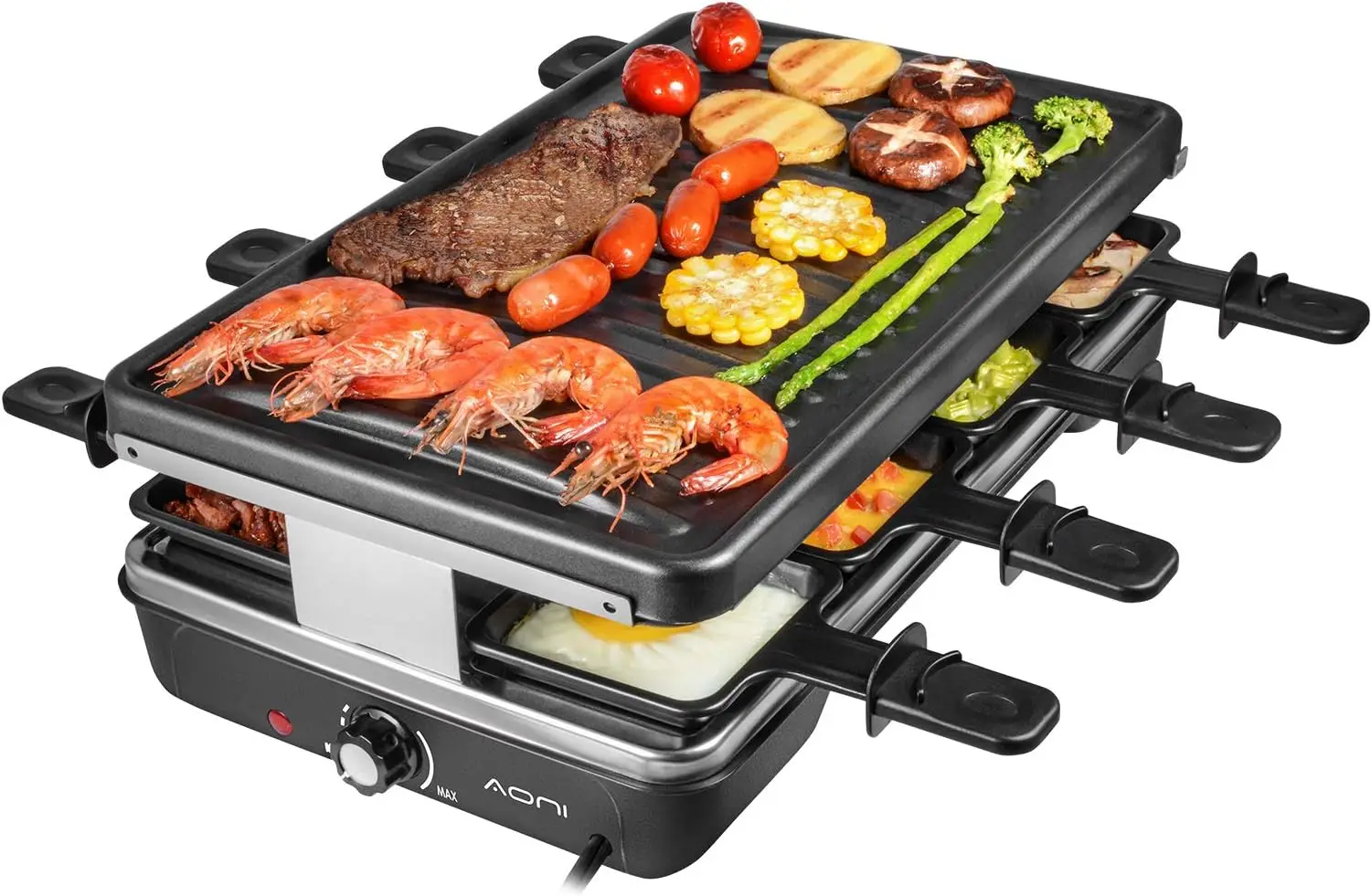 

Table Grill, Korean BBQ Grill Indoor Cheese Raclette, Removable Non-Stick Surface, Temperature Control & Dishwasher Safe, 1 Dtf