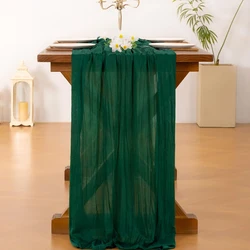 Lavender Boho Rustic Cheesecloth Table Runner for Events and Decorations (Christmas Green)
