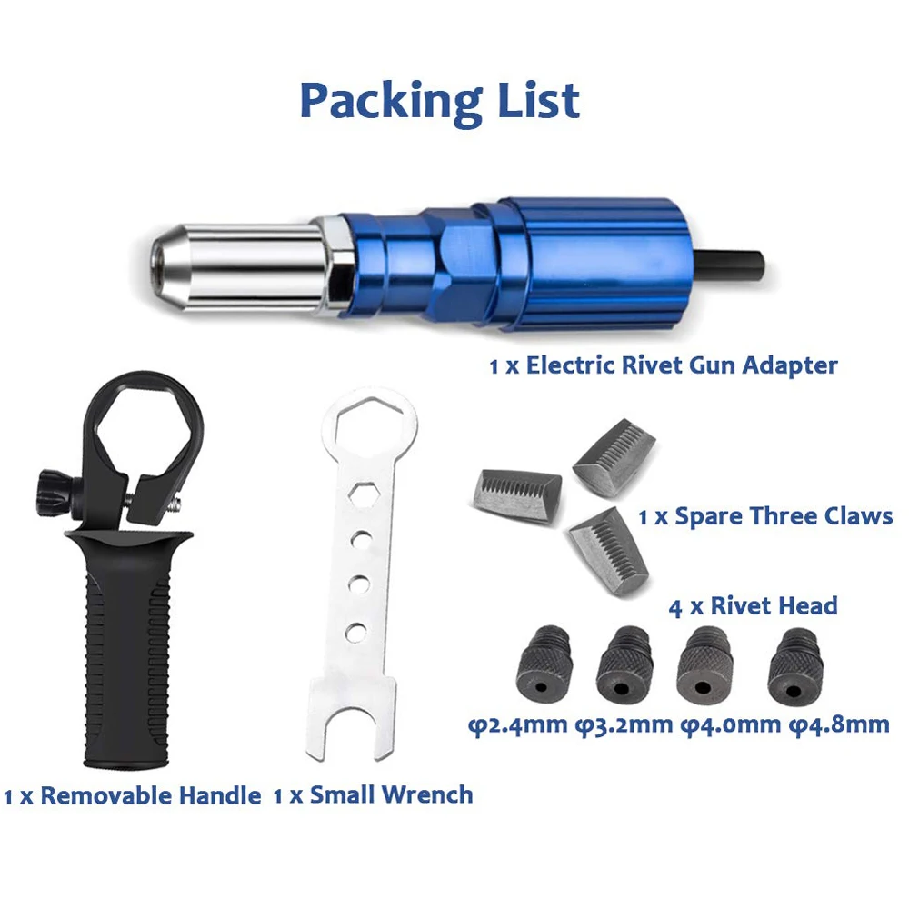 Electric Rivet Gun Adapter 2.4mm-4.8mm Rivet Nut Gun Drill Adapter Cordless Riveting Tool Insert Nut Pull Rivet Insert Tool rivet gun adapter