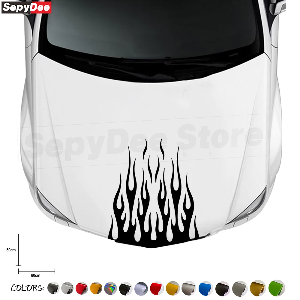 

1Pc Fire Flame Totem Car Hood Bonnet Stickers Auto Body Engine Cover Creative Modified Graphics Vinyl Decals Car Accessories