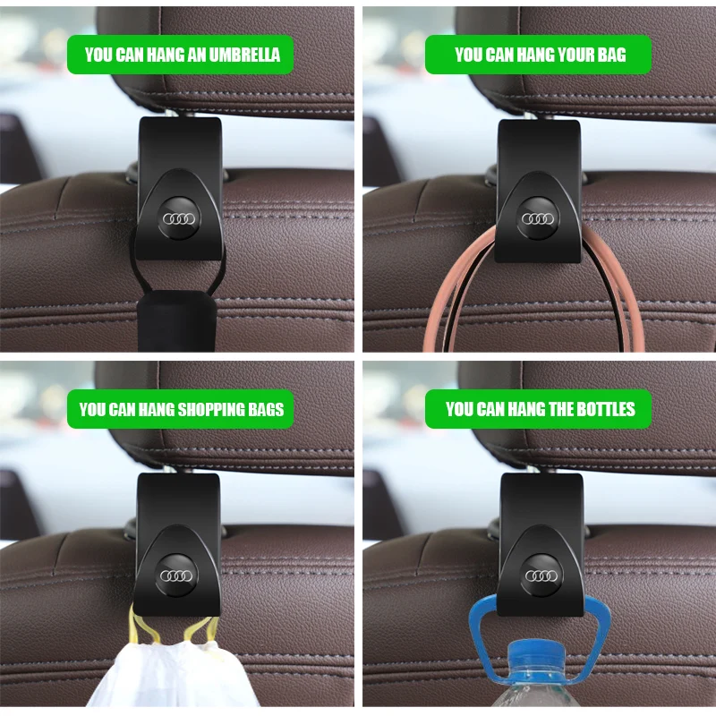 Portable Car Seat Back Hooks Accessories Audi Quattro A3 A4 A6 A5 Q5 A1 Q7 Q3 Q2 Q8 A7 A8 TT S1 SQ5 RSQ3 RSQ8 2Pcs car seat back hooks