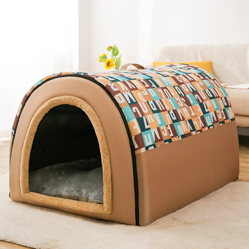 Winter Pet Cat Bed Foldable Dog House Dog Villa Sleep Kennel Removable Nest Warm Enclosed Cave Sofa Pet Supply лежанка для собак images - 6