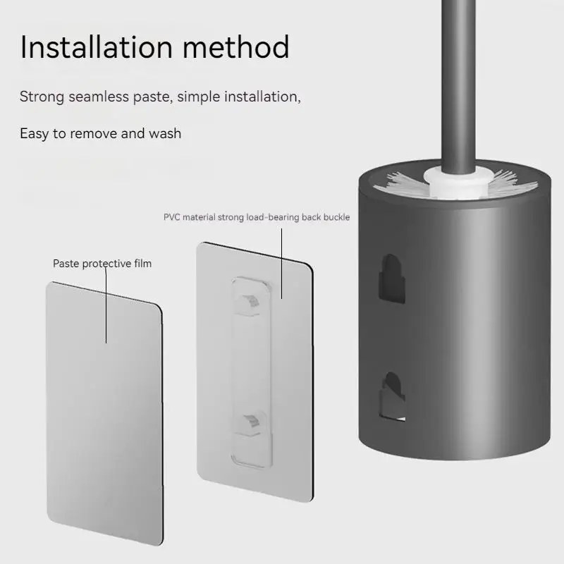 Space Aluminum Wall-Mounted Toilet Brush Holder - Easy-to-Clean Bathroom Accessory