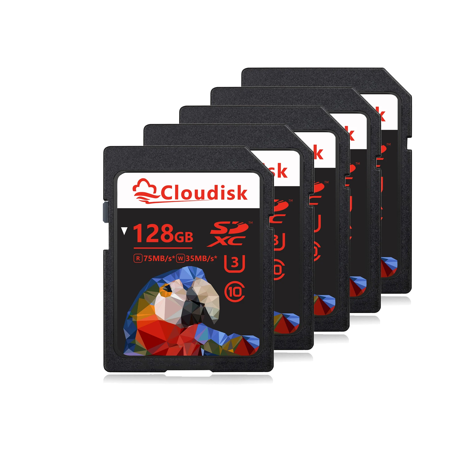 Cloudisk 5pcs SD 카드 128GB 64GB SDXC U3 V30 플래시 메모리 카드 32GB 16GB 8GB 4GB SDHC Class10 카메라 DV SLR 용