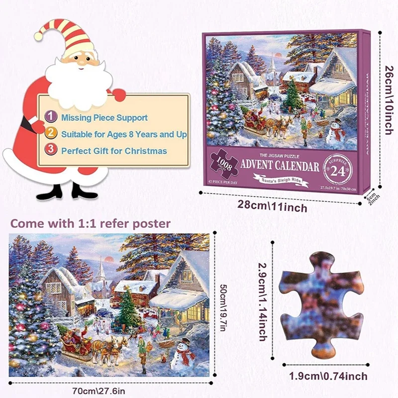 24 Numbered Boxes Christmas Countdown Puzzle Christmas Advent Calendar Gift Box for Kids Adults Family 2