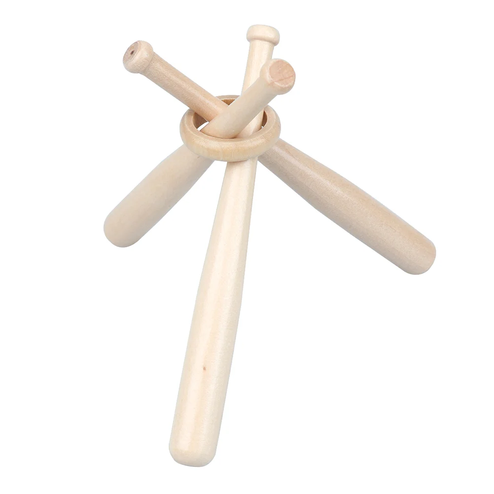 1 Set Wooden Mini Baseball Bat Shape Placement Bracket Baseball Stand Display Holder Rack Support Base (A Set Includes 3