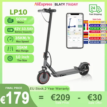 Scooter elettrico AOVOPRO LP10 500W 42V 10.5Ah 35KM/H 35KM Lungo raggio 10 pollici con assorbimento degli urti EScooter pieghevole intelligente