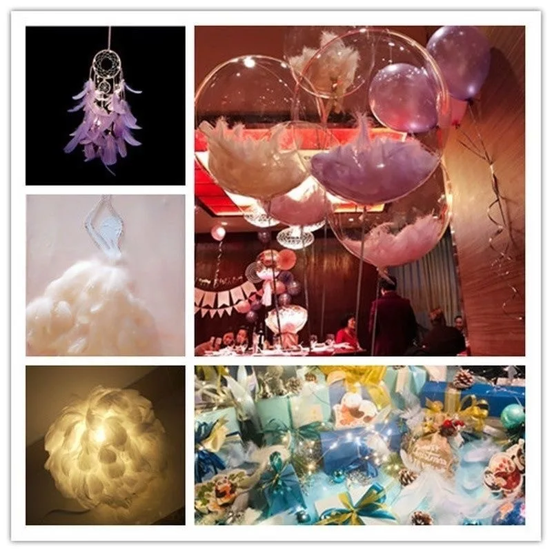 Natural Goose Feathers 100-500PCS Colored Decorative Handicraft Home Decoration Wind Catching Net Craft
