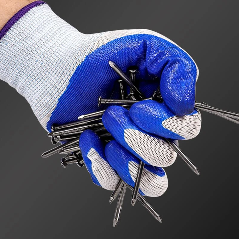 Nitrile Coating Safety Rubber Gloves Oil-Proof Non-Slip Work Gloves For Outdoor Garden Building Construction