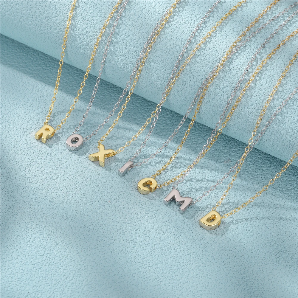 ROXI-collar con colgante de letras del alfabeto inglés para mujer, gargantilla de Plata de Ley 925 brillante, cadenas, joyería masculina, 26