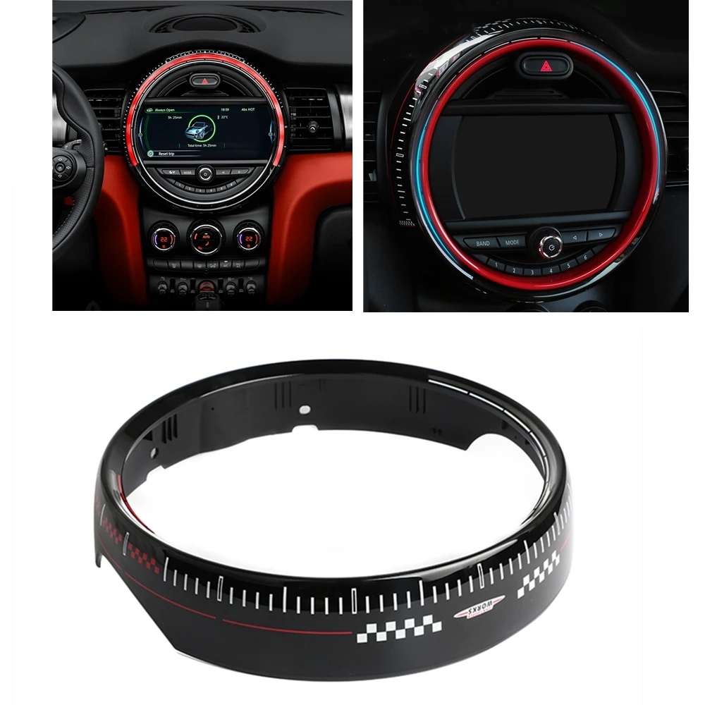 

Front Center Control Screen Surrounding Ring Cover Exterior Bezel Outside Round Trim Strip For MINI Cooper F55 F56 F57 2014-2022