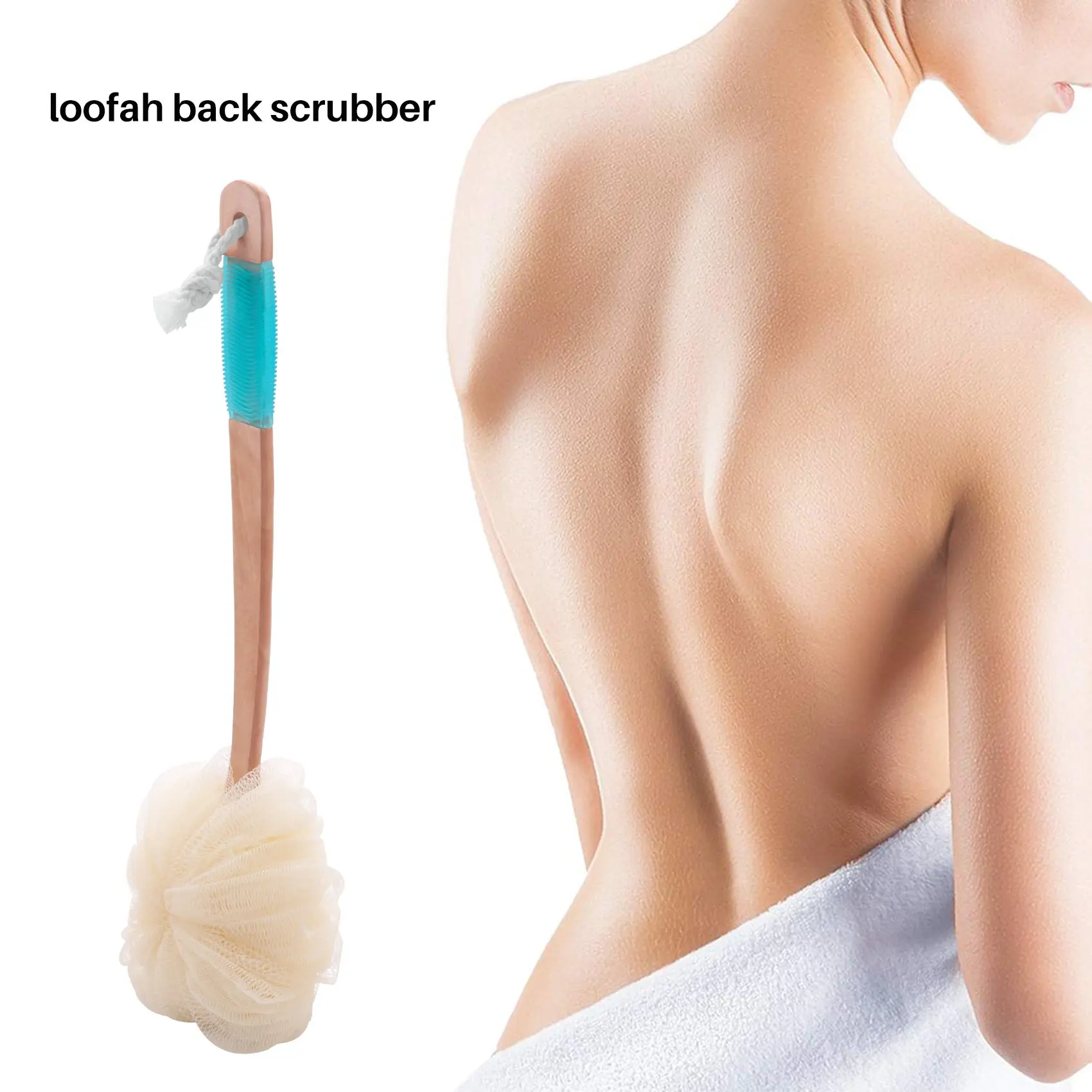 Loofah Sponge Back Scrubber-Men & Women Long Handled Exfoliating Bath & Shower Body Brush-Handheld Luffa Pouf on A Stick 4
